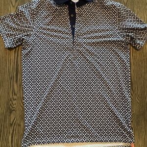 Men's Greyson Blue and White Patterned Polo